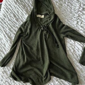 Green sweater with hood! Very thin and flowy